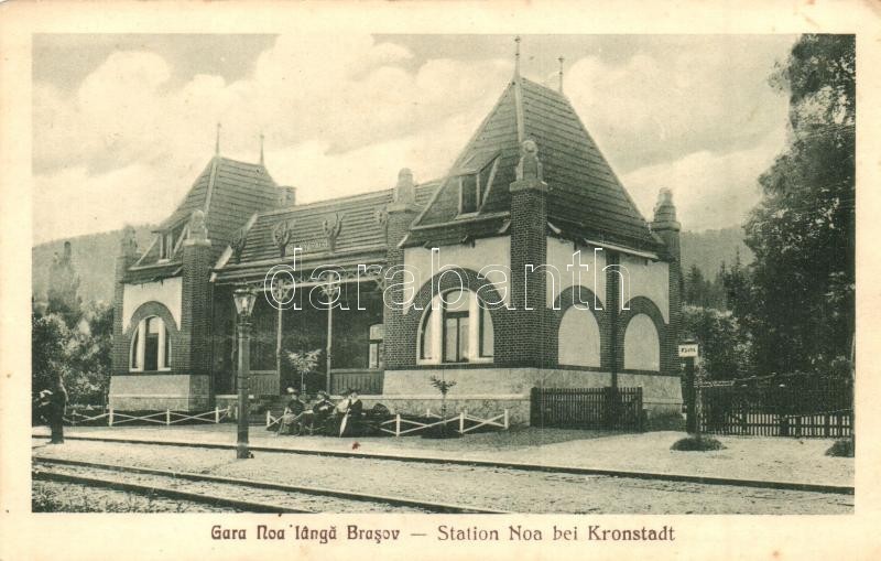 ** T2/T3 Brassó, Kronstadt, Brasov; Vasútállomás, Noa Nyaraló, W. Hiemesch Kiadása / Railway Station, Villa (EK) - Unclassified