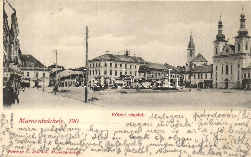 * T2 Marosvásárhely, Targu Mures; Fő Tér, Templom, Takarékpénztár, Bergel Mór üzlete / Main Square, Church, Shops, Savin - Unclassified