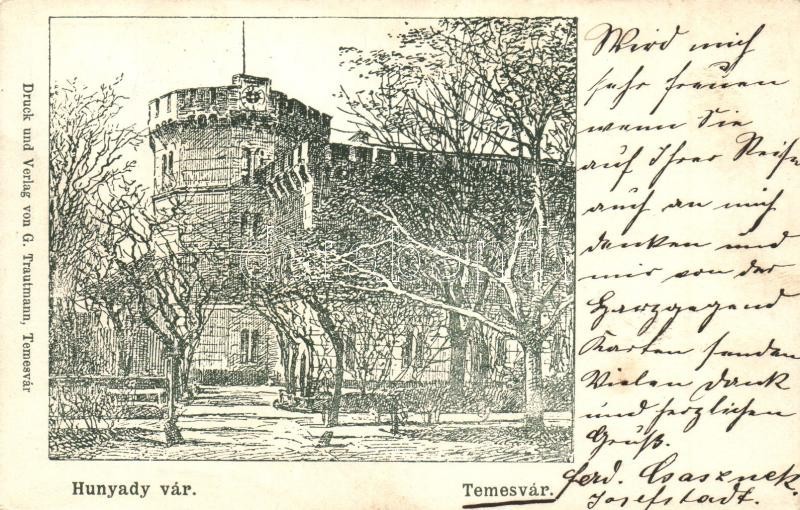 T2 1898 Temesvár, Timisoara; Hunyady Bástya, Vár. 'Temesvár Kézbesítőhivatal' Pecsét / Castle, Tower - Unclassified