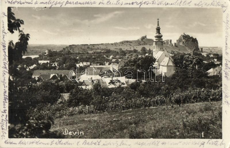 T2 Dévény, Theben A. D. Donau, Devin; Látkép Templommal / Panorama View With Chuch - Unclassified