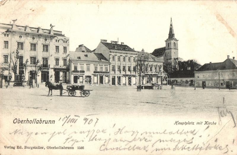 T2/T3 Oberhollabrunn, Hauptplatz Mit Kirche / Main Square, Church, Shop Of Josef Wenzl (EB) - Unclassified