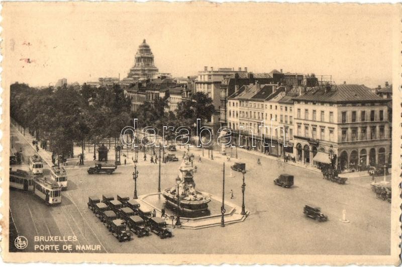 T2/T3 Brussels, Bruxelles; Porte De Namur / Square, Trams, Automobiles - Unclassified