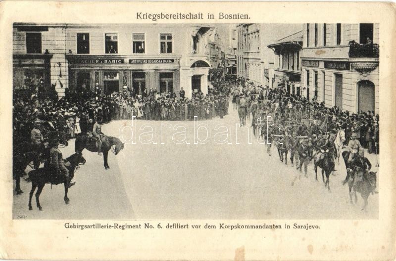 T2/T3 Sarajevo, Kriegsbereitschaft, Gebirgsartillerie Regiment No. 6. Defiliert Vor Dem Korpskommandanten / Mountain Art - Unclassified