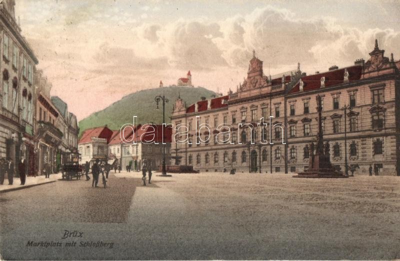 T2 Most, Brüx; Marktplatz Mit Schlossberg / Market Square And Castle + M. Kir. XIX. Népfelkelő őrzászlóalj 2. őrszázad - Non Classés