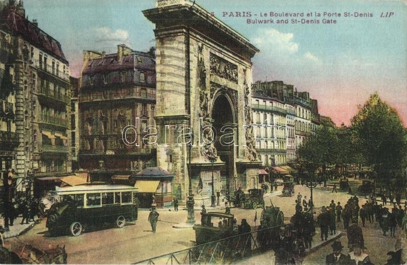 ** Paris - 2 Db Régi Városképes Lap, Autóbusz, Automobil, Utcaseprő / 2 Pre-1945 Town-view Postcards, Autobus, Automobil - Non Classés