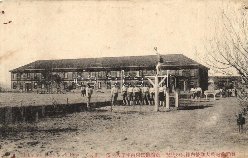 ** T4 Hakodate, Jluhohewe Einai / Military Barracks, Training Of The Soldiers. Swastika On The Backside  (pinholes) - Non Classés