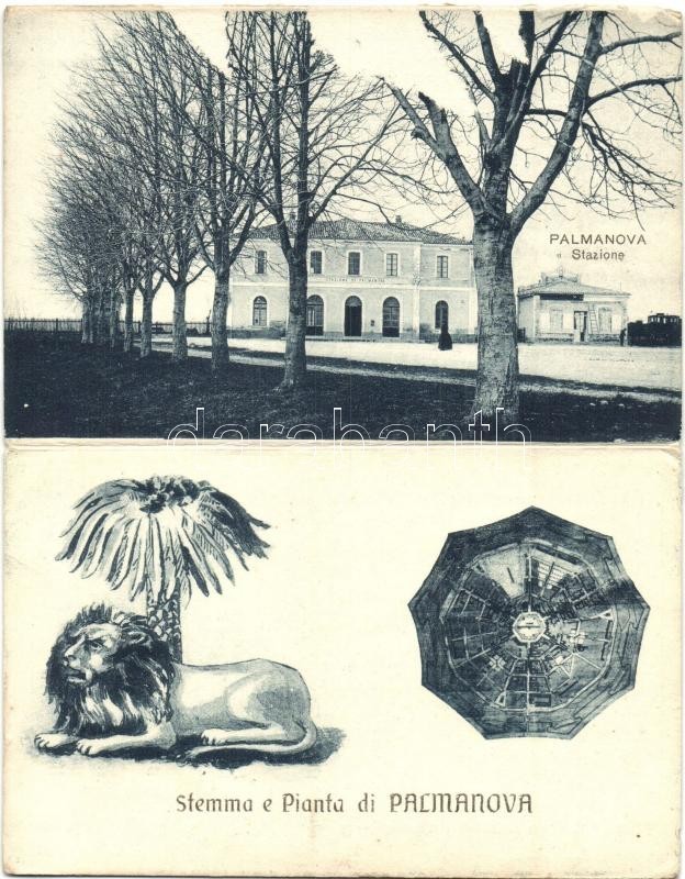 ** T2/T3 Palmanova, Stazione / Bahnhof / Railway Station - 2 Pre-1945 Postcards From Postcard Booklet - Unclassified