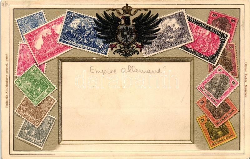 * T2/T3 Deutsches Reich - Set Of Stamps, Ottmar Zieher's Philatelie-Ansichtskarte Emb. Litho (gluemark) - Unclassified