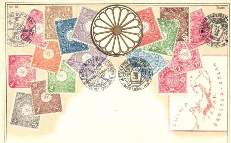 ** T1/T2 Japan - Set Of Stamps, Ottmar Zieher's Carte Philatelique Nr. 85. Litho - Non Classés