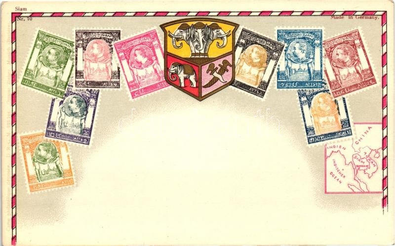 ** T1 Siam - Set Of Stamps, Ottmar Zieher's Carte Philatelique No. 70. Litho - Non Classés