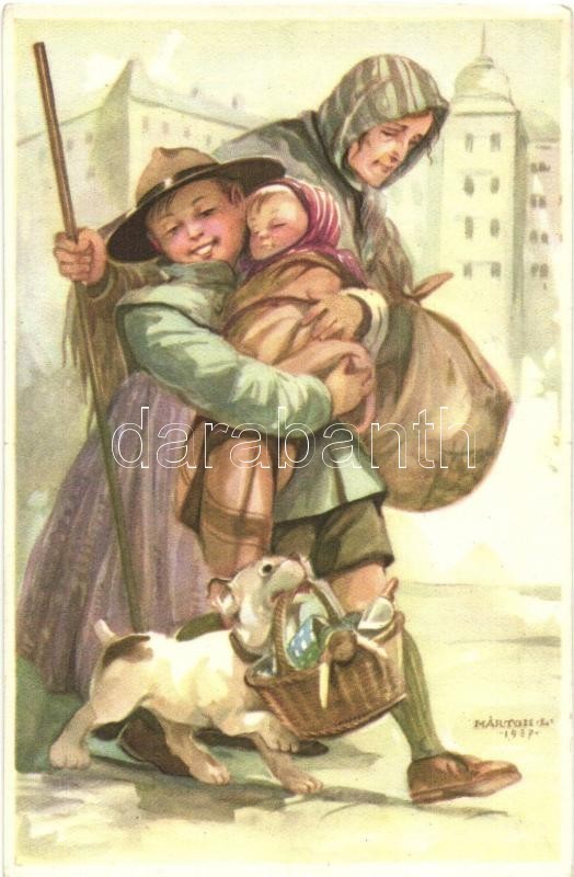 ** T2/T3 A Cserkész Ahol Tud, Segít. Cserkész Levelezőlapok Kiadóhivatal / Hungarian Scout Boy Art Postcard S: Márton L. - Non Classés