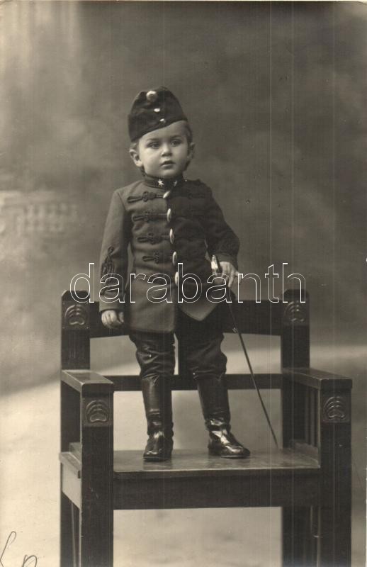 * T2 1914 Arad, Gyermek Katonai Egyenruhában / Child In K.u.K. Soldier Military Uniform. Orai János Photo - Unclassified
