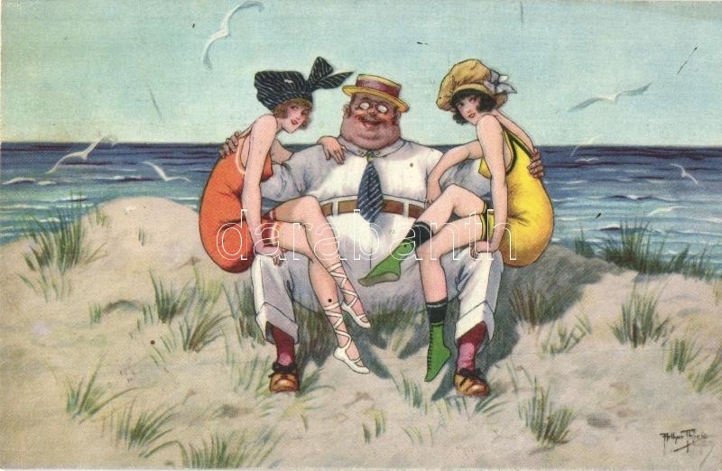 T2 Rich Man And Girls At The Beach. L. & P. 1245. S: Arthur Thiele - Unclassified