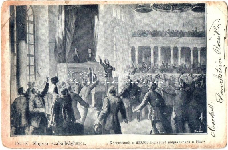 * T4 Magyar Szabadságharc, Kossuthnak A 200 Ezer Honvédet Megszavazza A Ház, 105. Sz. / Hungarian Revolution Of 1848 (r) - Non Classés