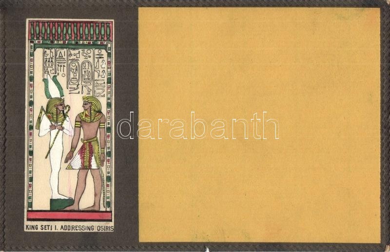 ** T4 King Seti I. Addressing Osiris. Egyptian Art Postcard (b) - Unclassified