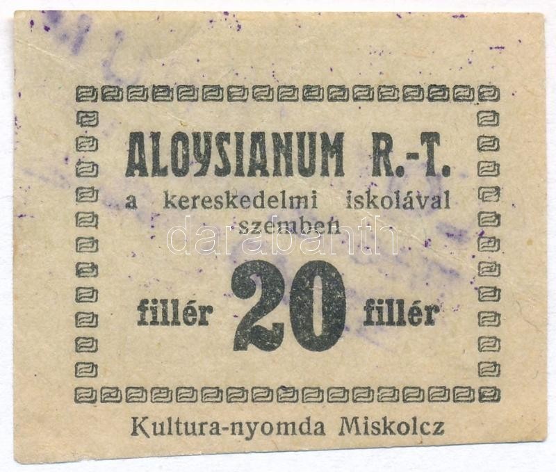 Miskolc(?) DN 20f 'Aloysianum RT' T:II - Non Classés