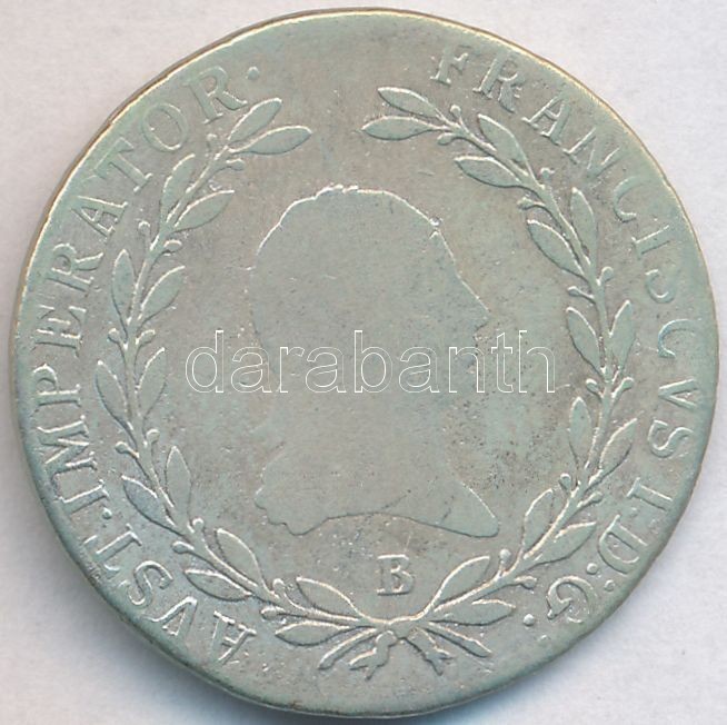 1811B 20kr Ag 'I. Ferenc' (6,43g) T:3
Hungary 1811B 20 Kreuzer Ag 'Franz I' (6,43g) C:F
Huszár: 1973., Unger III.: 1378. - Non Classés