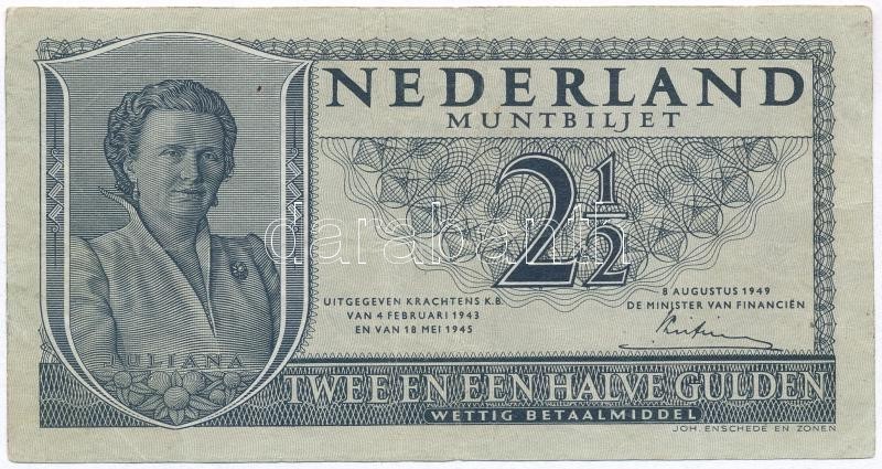 Hollandia 1949. 2 1/2G T:III
Netherlands 1949. 2 1/2 Gulden C:F
Krause 73 - Unclassified
