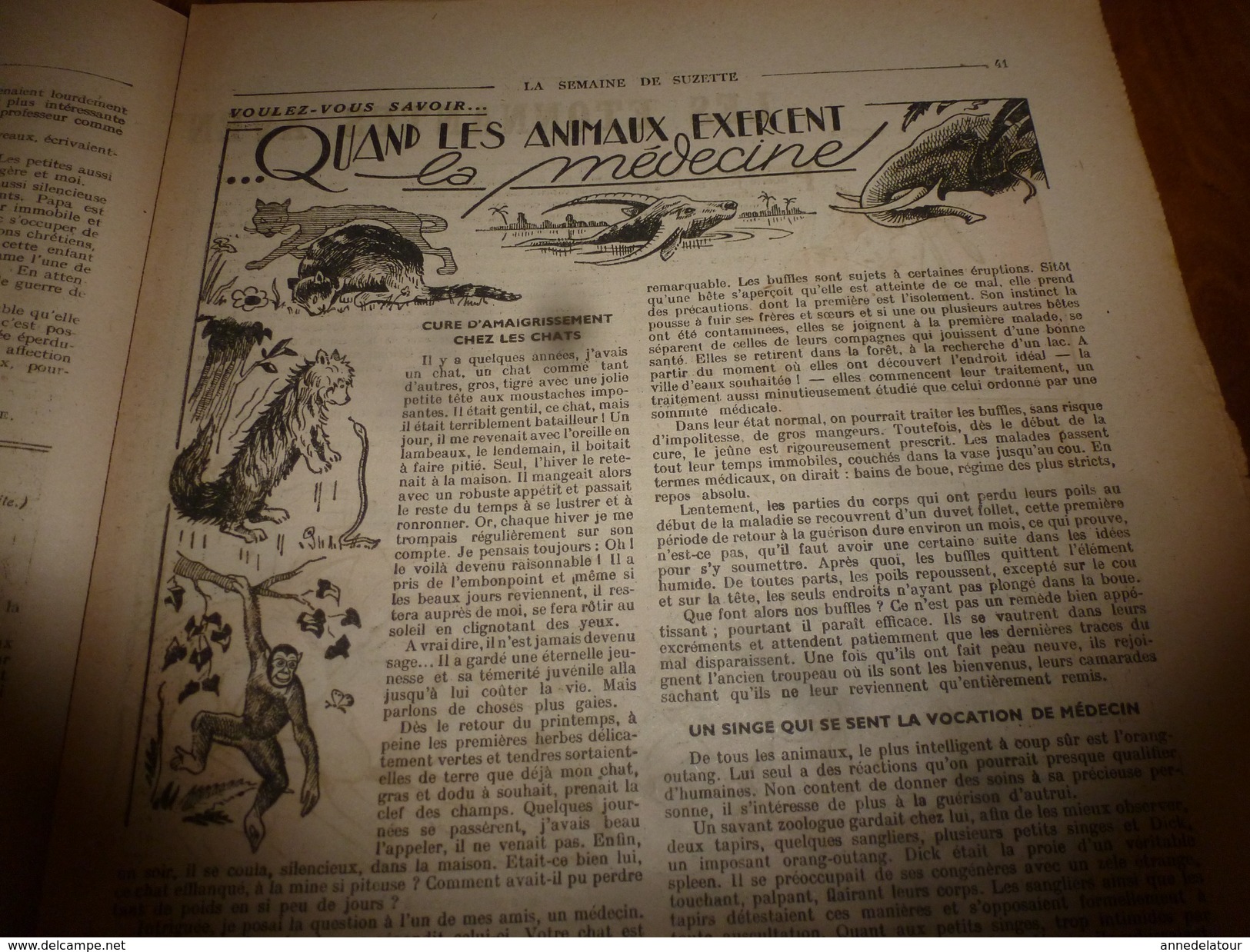 1947 LSDS (La Semaine De Suzette): Les Enfants D'ALSACE Pendant La Guerre ;Les Animaux Qui Exercent La Médecine; Etc - La Semaine De Suzette