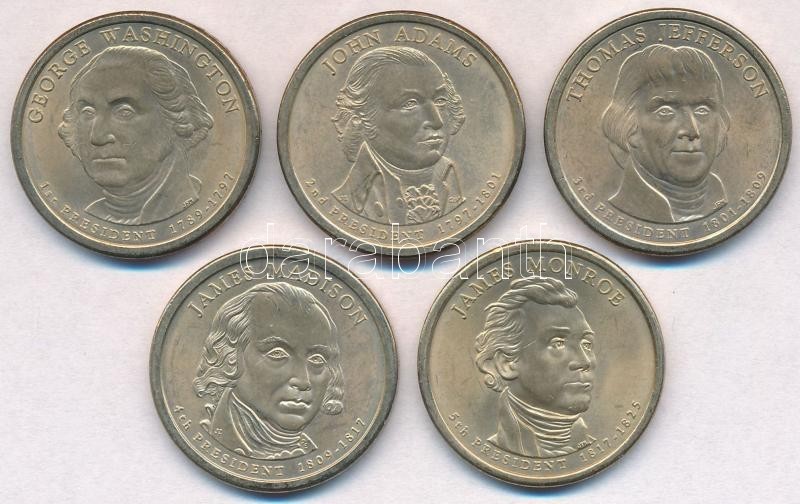 Amerikai Egyesült Államok 2007P 1$ 'George Washington' + 1$ 'John Adams' + 2007D 1$ 'Thomas Jefferson' + 1$ 'James Madis - Non Classés