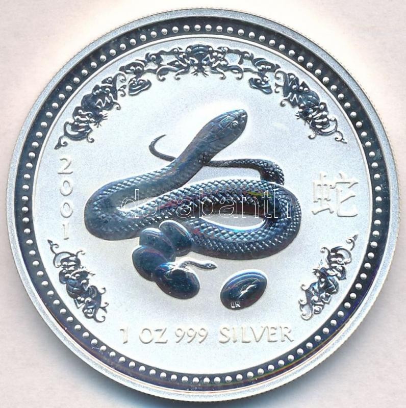 Ausztrália 2001. 1$ Ag 'Kígyó' (1oz/0.999) T:PP Kis Patina
Australia 2001. 1 Dollar Ag 'Snake' (1oz/0.999) C:PP Small Pa - Non Classés