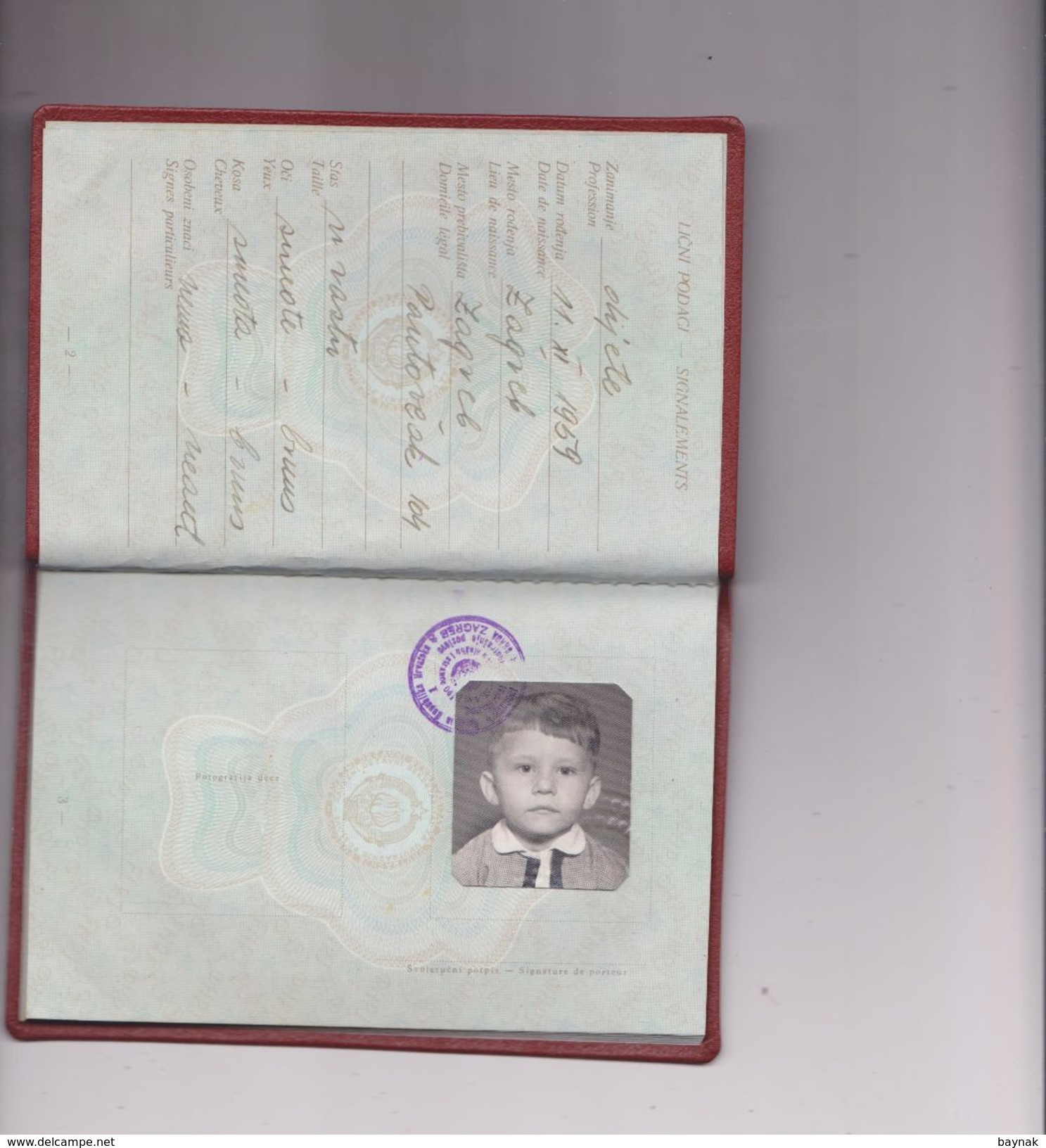 F.N.R.86  --  FNR YUGOSLAVIA  --  PASSPORT  --   BOY    / TAX STAMP,  VISA DEUTSCHLAND, AUSTRIA / 1964 - Documentos Históricos