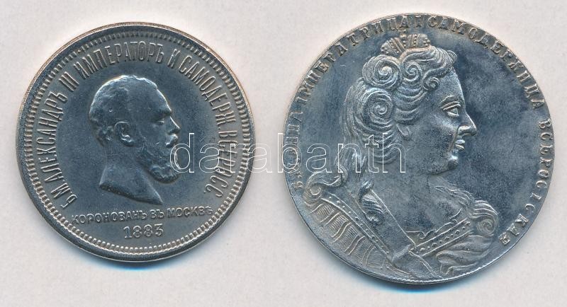 Orosz Birodalom 1730. 1R 'Anna' Fe Hamisítvány + 1883. 1R 'III. Sándor' Fe Hamisítvány T:2
Russian Empire 1730. 1 Ruble  - Non Classés