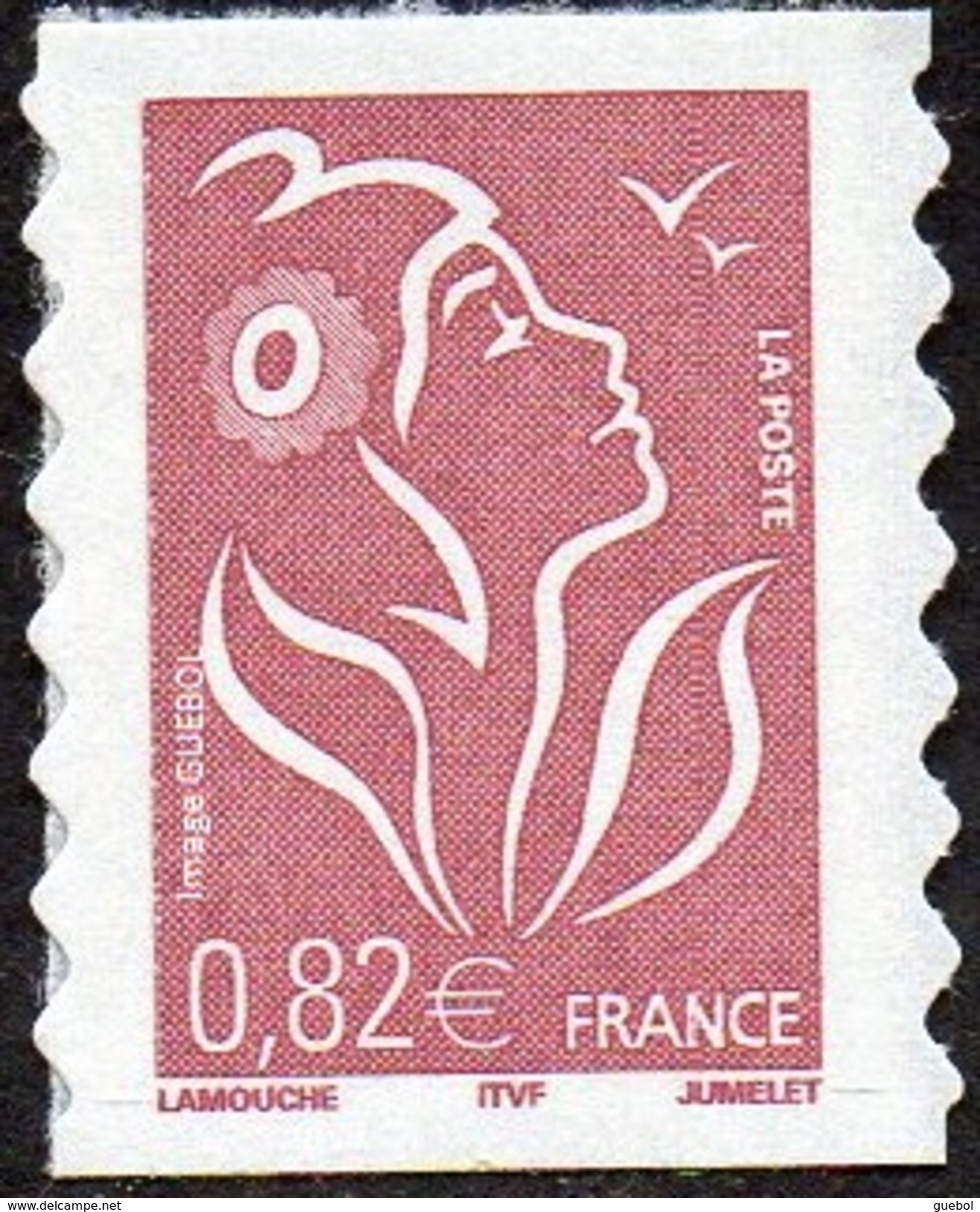 France Autoadhésif N°   53 A ** Ou 3802_B Marianne De Lamouche - Légende ITFV 0.82 Eur. Dentelé Ondulé 2 Cotés - Altri & Non Classificati