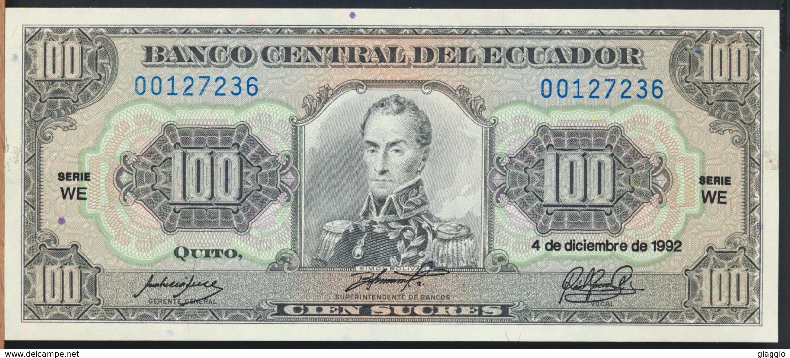 °°° ECUADOR - 100 SUCRES 1992 UNC °°° - Equateur