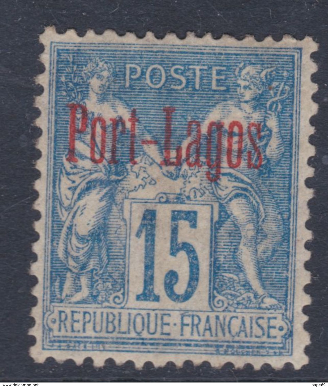 Port-Lagos N° 3 X  15 C. Bleu, Trace De Charnière Sinon TB - Unused Stamps