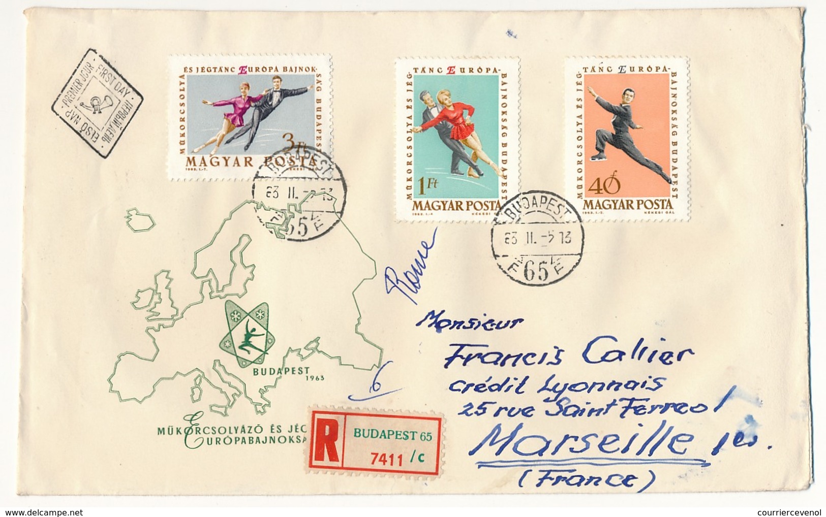 Hongrie - 2 Enveloppes FDC - Championnat D'Europe 1963 - Patinage Artistique