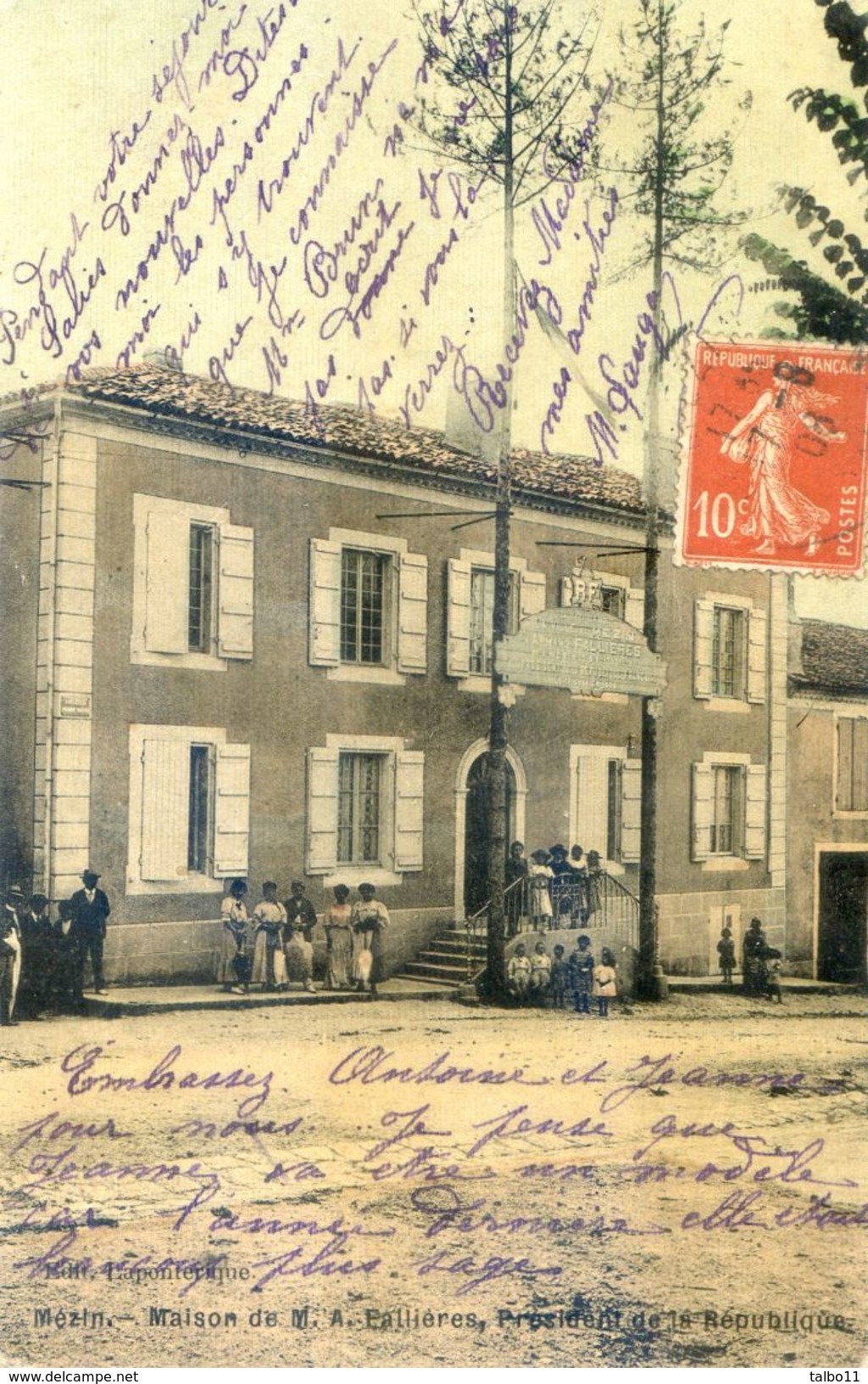 47 - Mezin - Maison De A. Faillières , Président République - Carte Legerement Colorisée - Autres & Non Classés