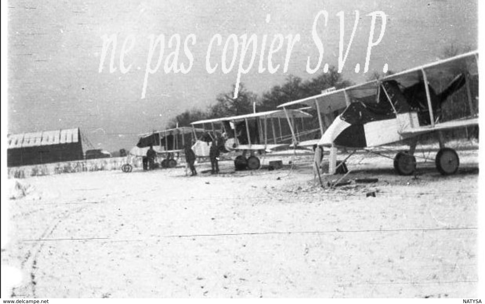 Guerre 14-18 AVIATION LES AVIONS SOUS LA NEIGE Négatif  Militaire Escadrille VB 110 Aerodrome MALZEVILLE 1915 - 1914-18