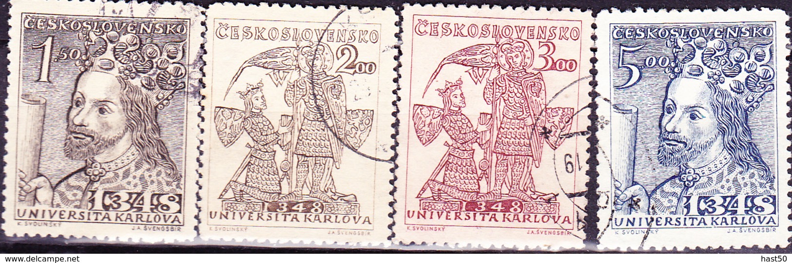 Tschechoslowakei CSSR - 600 Jahre Karls-Universität (MiNr: 535/8) 1948 - Gest Used Obl - Gebraucht