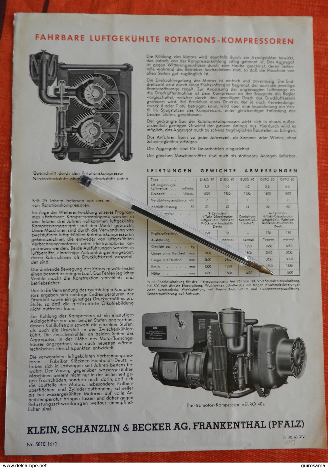 Lot de 7 documents publicitaires sur le béton - années 30 à 60 - Set mit 7 Werbeanzeigen auf Beton