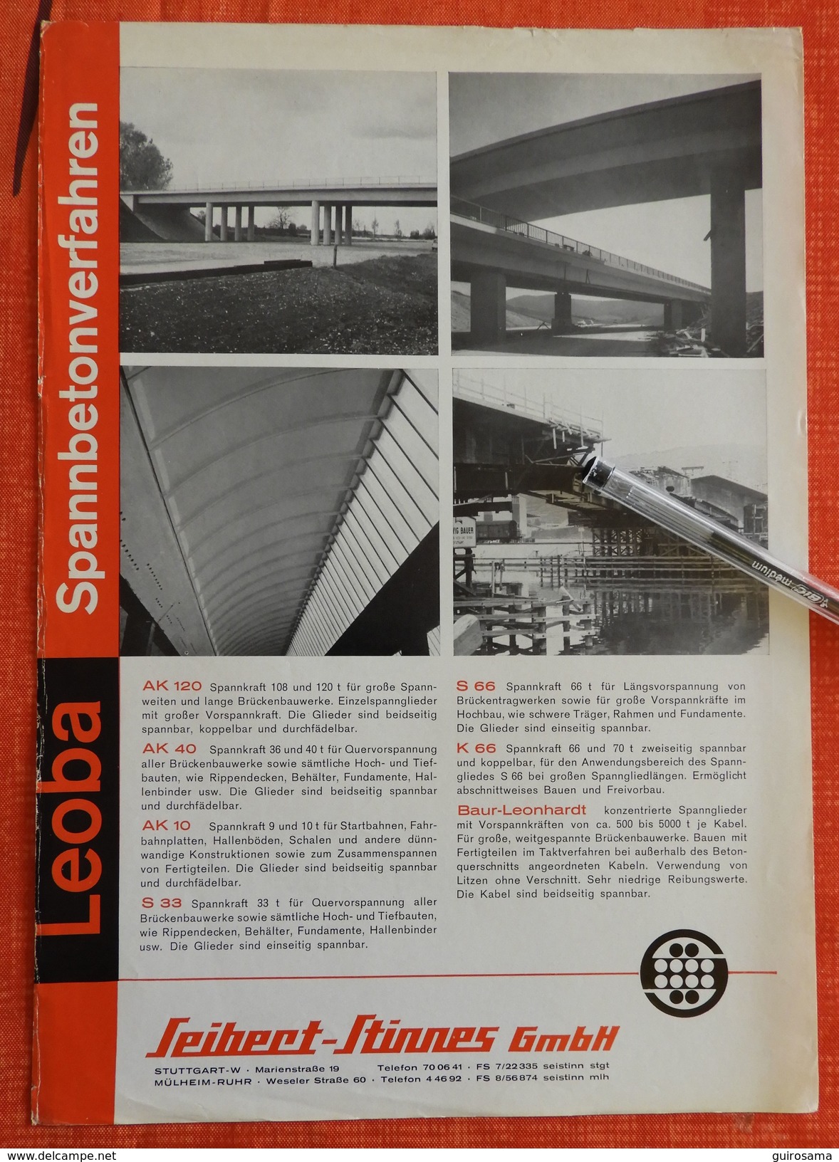 Lot de 7 documents publicitaires sur le béton - années 30 à 60 - Set mit 7 Werbeanzeigen auf Beton