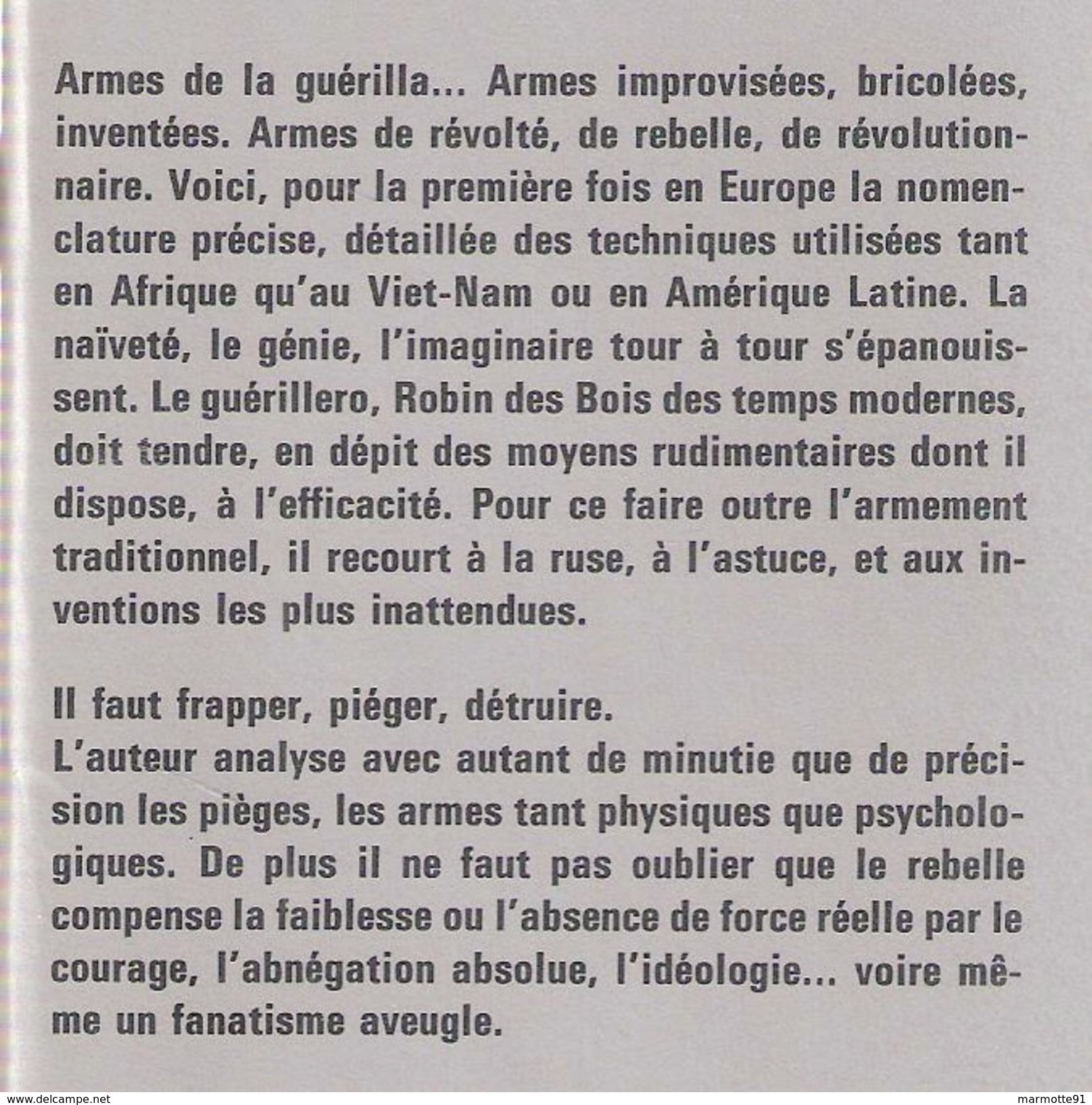 LES ARMES DE GUERILLA ARMEMENT EXPLOSIF PIEGE SABOTAGE - Français