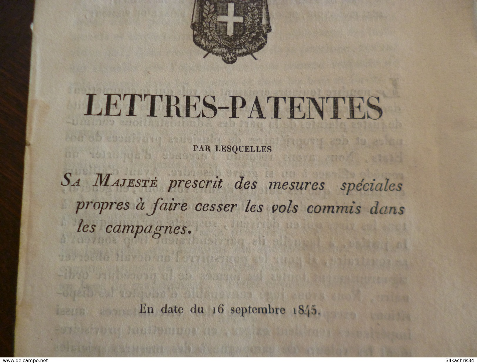 Lettres Patentes Charles Albert Roi Sardaigne, Chypre, Savoie Gênes,...16/091845 Mesures Vols Campagnes 12 Pages - Decrees & Laws