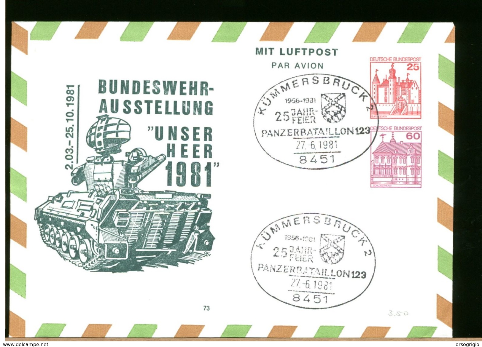 GERMANY - KUMMERSBRUCK - PANZER BATAILLON 123 - Private Covers - Mint