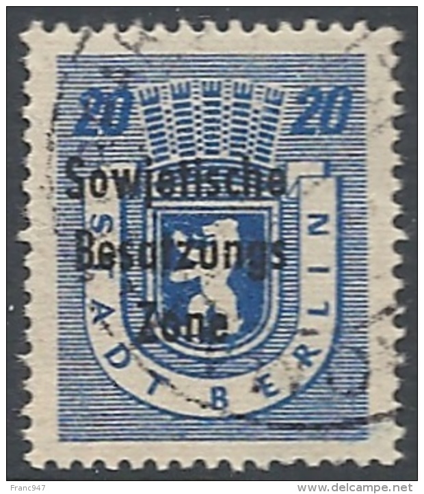 Emissioni Generali - 1948 "Sowjetische Besatzungs Zone" 20p Stemma # Michel 205 - Scott 10N27 - Unificato 205 USATO - Sonstige & Ohne Zuordnung