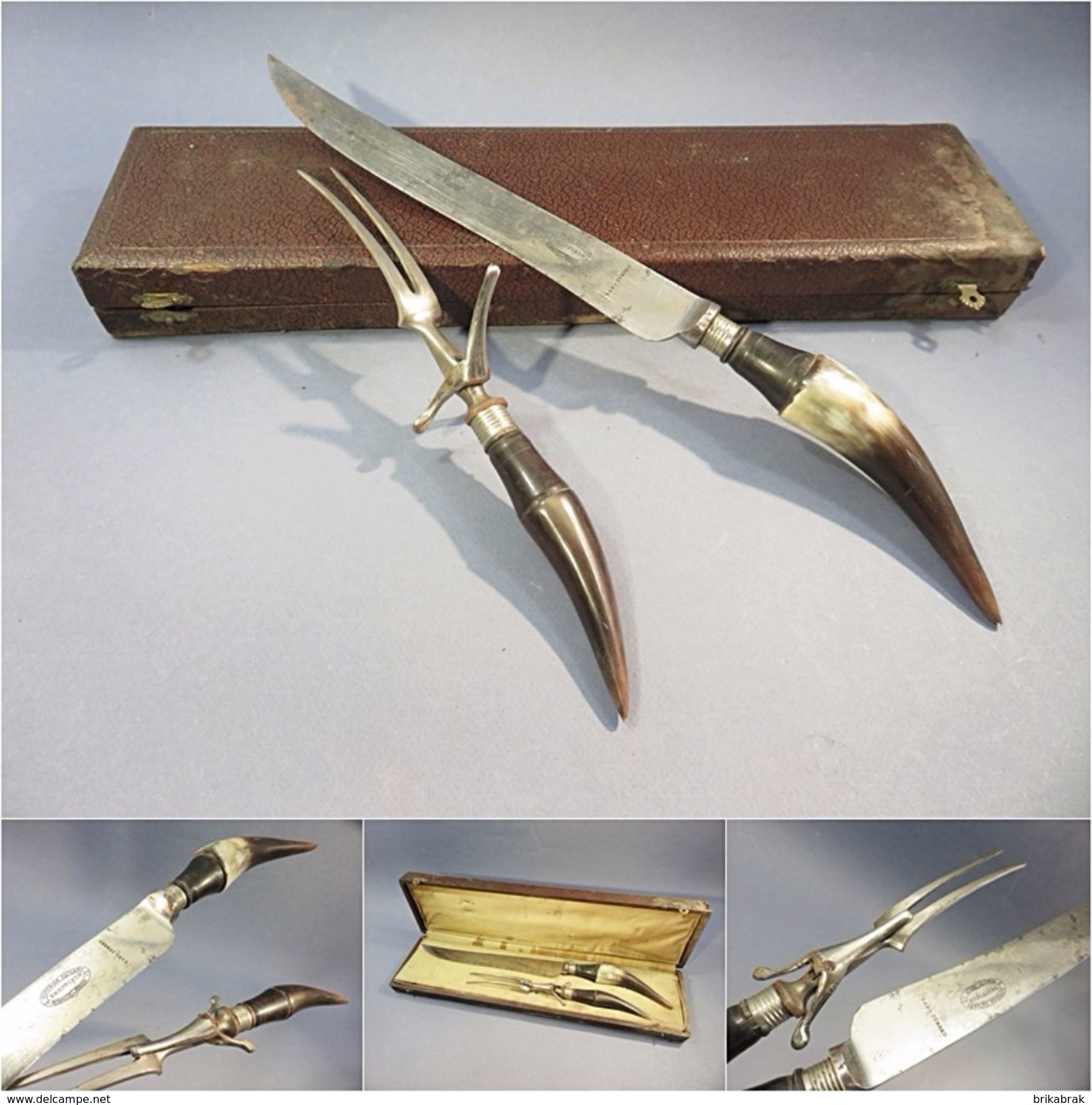 ° SERVICE A DECOUPER DE CHASSEUR  SHEFFIELD + Chasse  Angleterre Gibier Cuisine Art Populaire - Knives