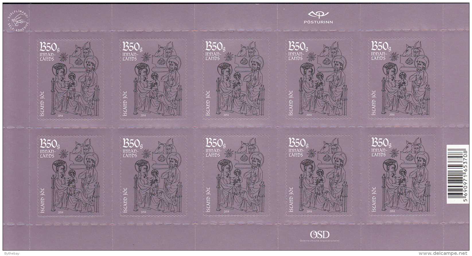 Iceland 2014 MNH Minisheet Of 10 Nativity Scene - Christmas - Blocks & Sheetlets