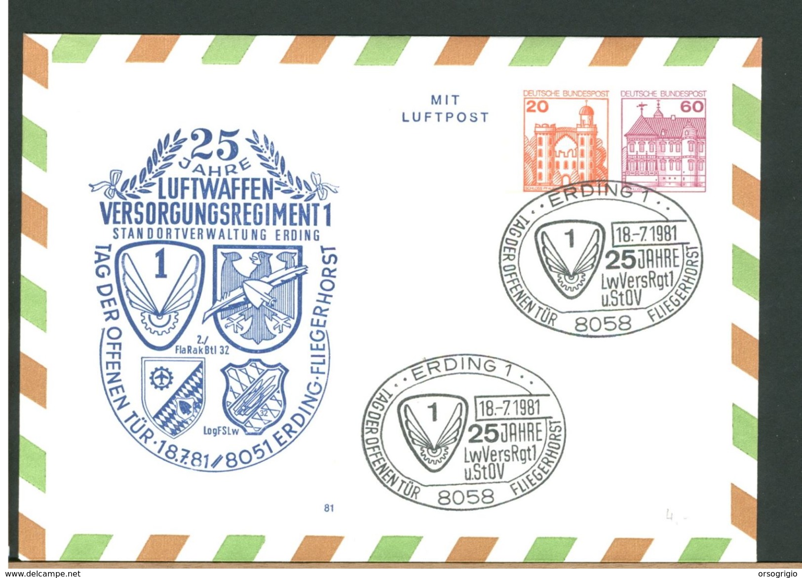 GERMANY - BUNDESWEHR - ERDING - LUFTWAFFE - Enveloppes Privées - Neuves