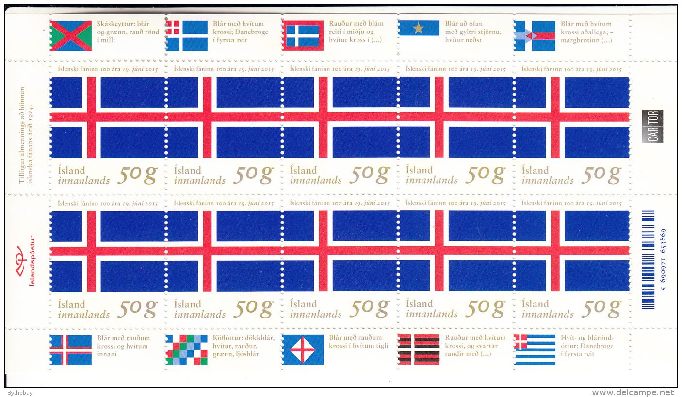 Iceland 2015 MNH Minisheet Of 10 Icelandic Flag 100 Years - Blocs-feuillets