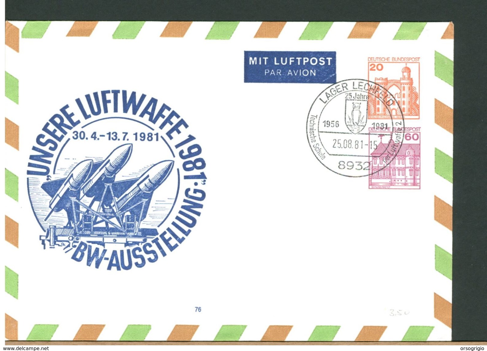 GERMANY - BUNDESWEHR - LAGER LECHFELD - GUFO CIVETTA OWL - Privé Briefomslagen - Ongebruikt