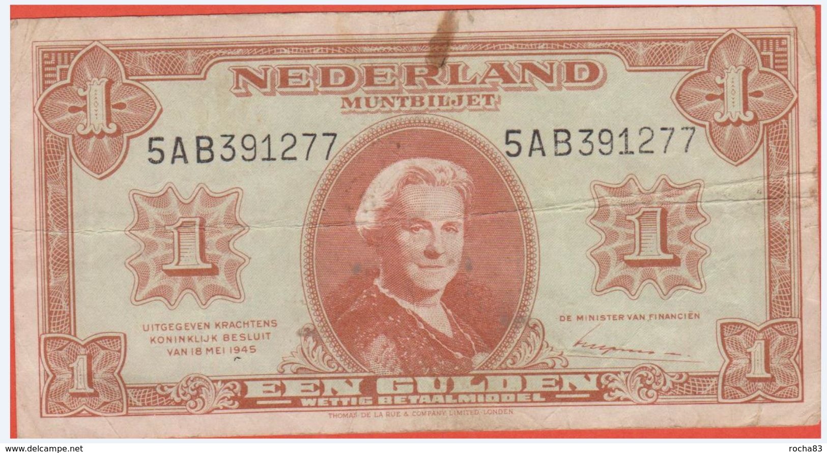 PAYS BAS - 1 Gulden Du 18 Mei 1945  - Pick 70 VF - Other & Unclassified