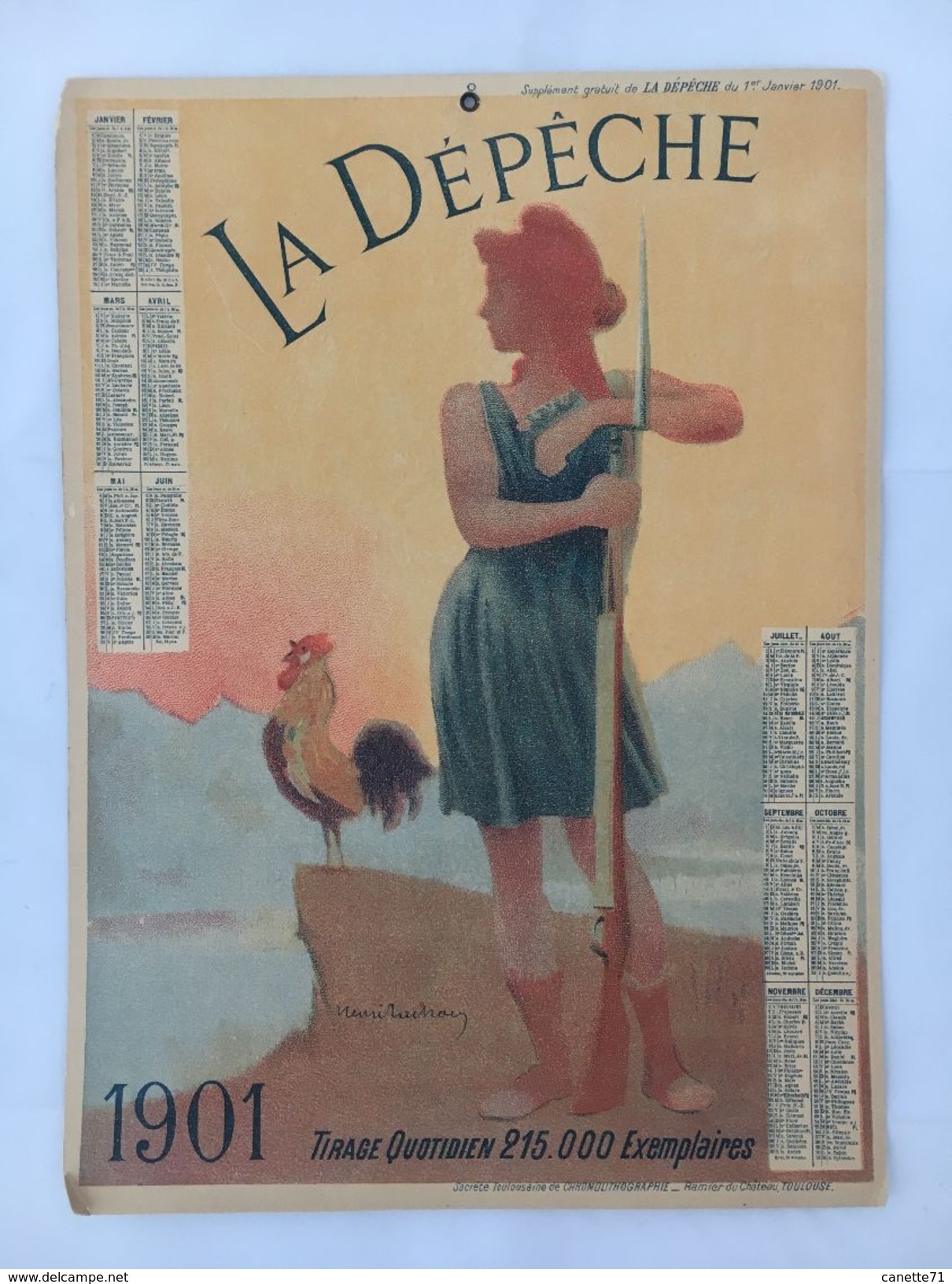 Calendrier La Dépêche - 1901 - Grand Format : 1901-20