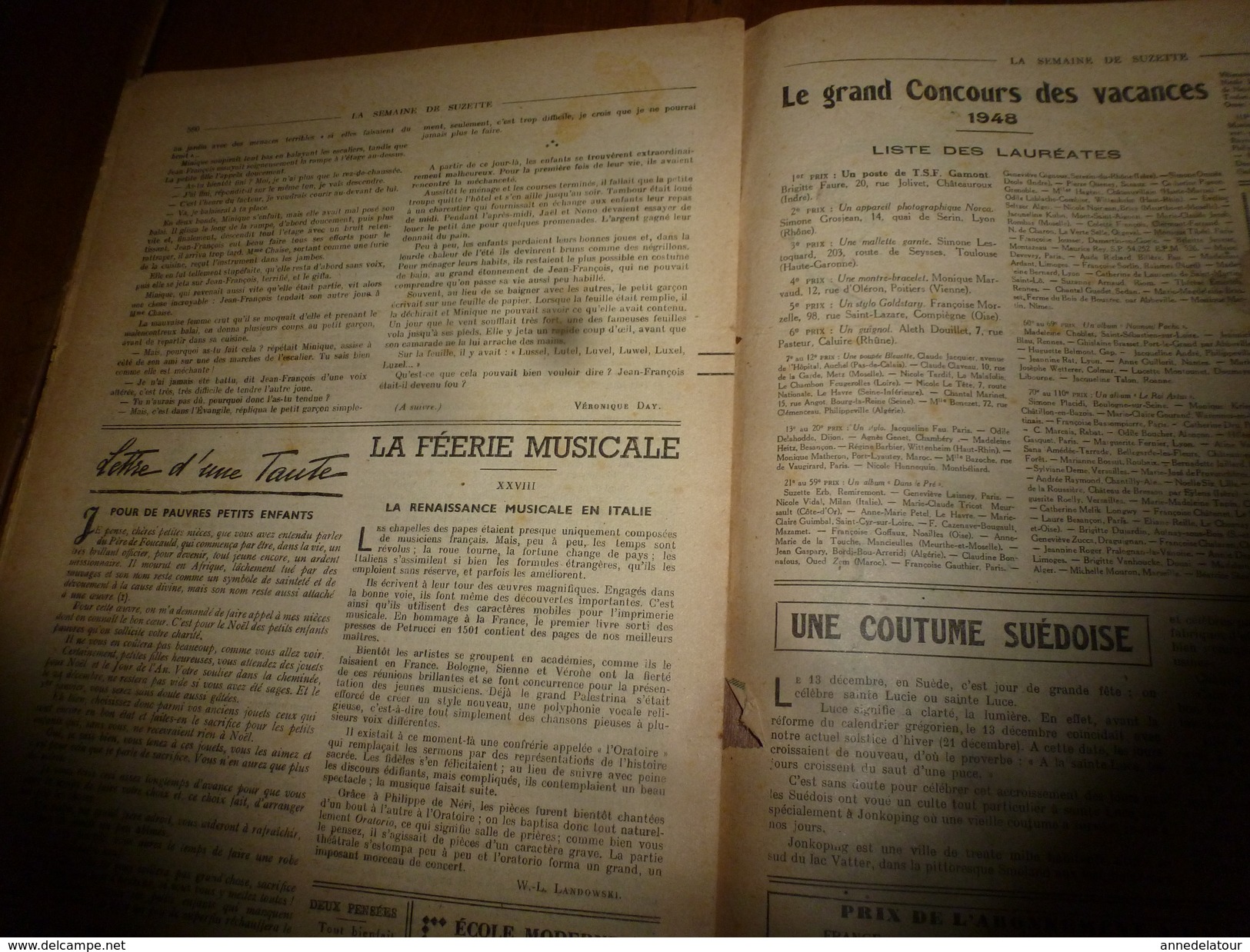 1948 LSDS (La Semaine De Suzette): HISTOIRE D'UN COQ QUI N'AVAIT QU'UNE PATTE ; Etc - La Semaine De Suzette