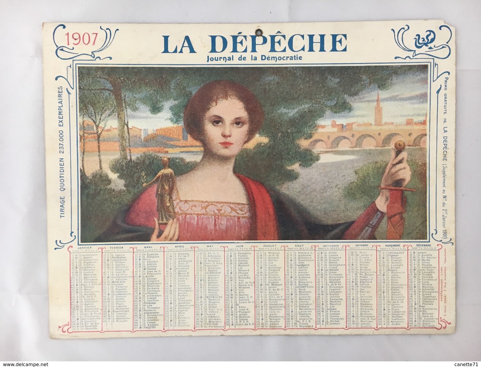 Calendrier La Dépêche - 1907 - Big : 1901-20