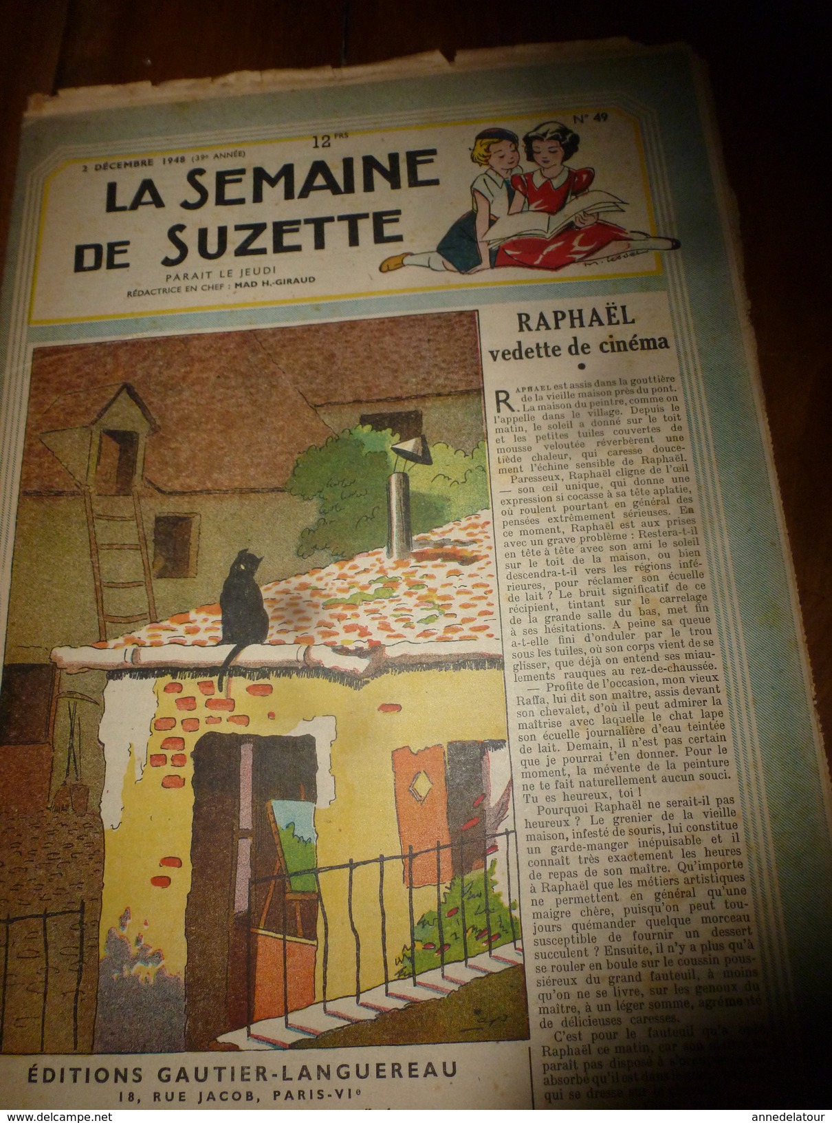 1948 LSDS (La Semaine De Suzette): RAPHAËL, VEDETTE DE CINEMA  ; Etc - La Semaine De Suzette